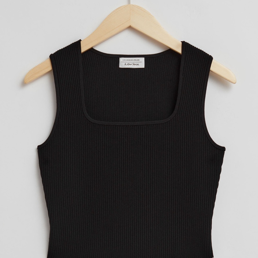 Black Ribbed Tank Top